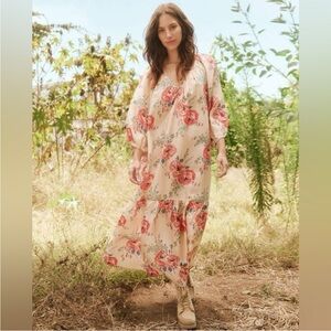 The GREAT. Vestige Dress Echo Rose 100% Silk Floral Size 1 Size Small (No Belt)